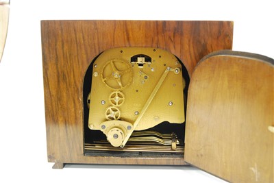 Lot 42 - An Art Deco period Elliott walnut cased mantel...