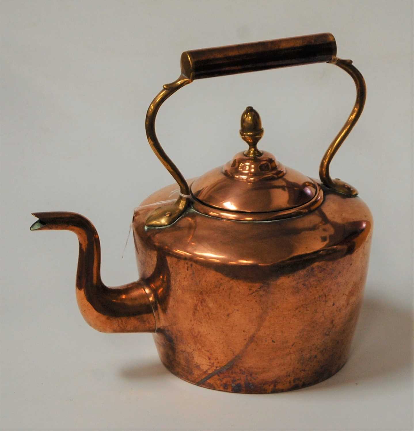 Lot 9 - A Victorian copper and brass range kettle, 30cm