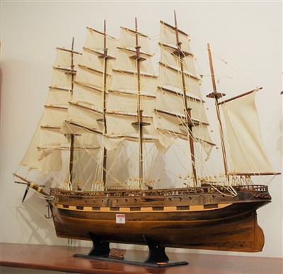 Lot 25 - A softwood scale model of the four masted...