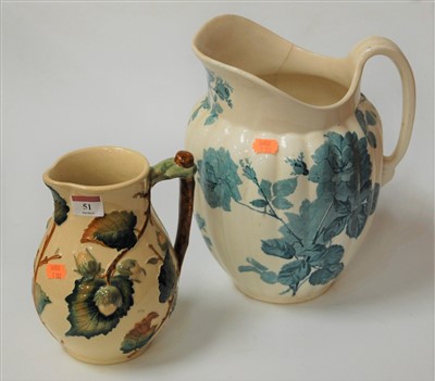 Lot 51 - A relief moulded glazed earthenware water jug