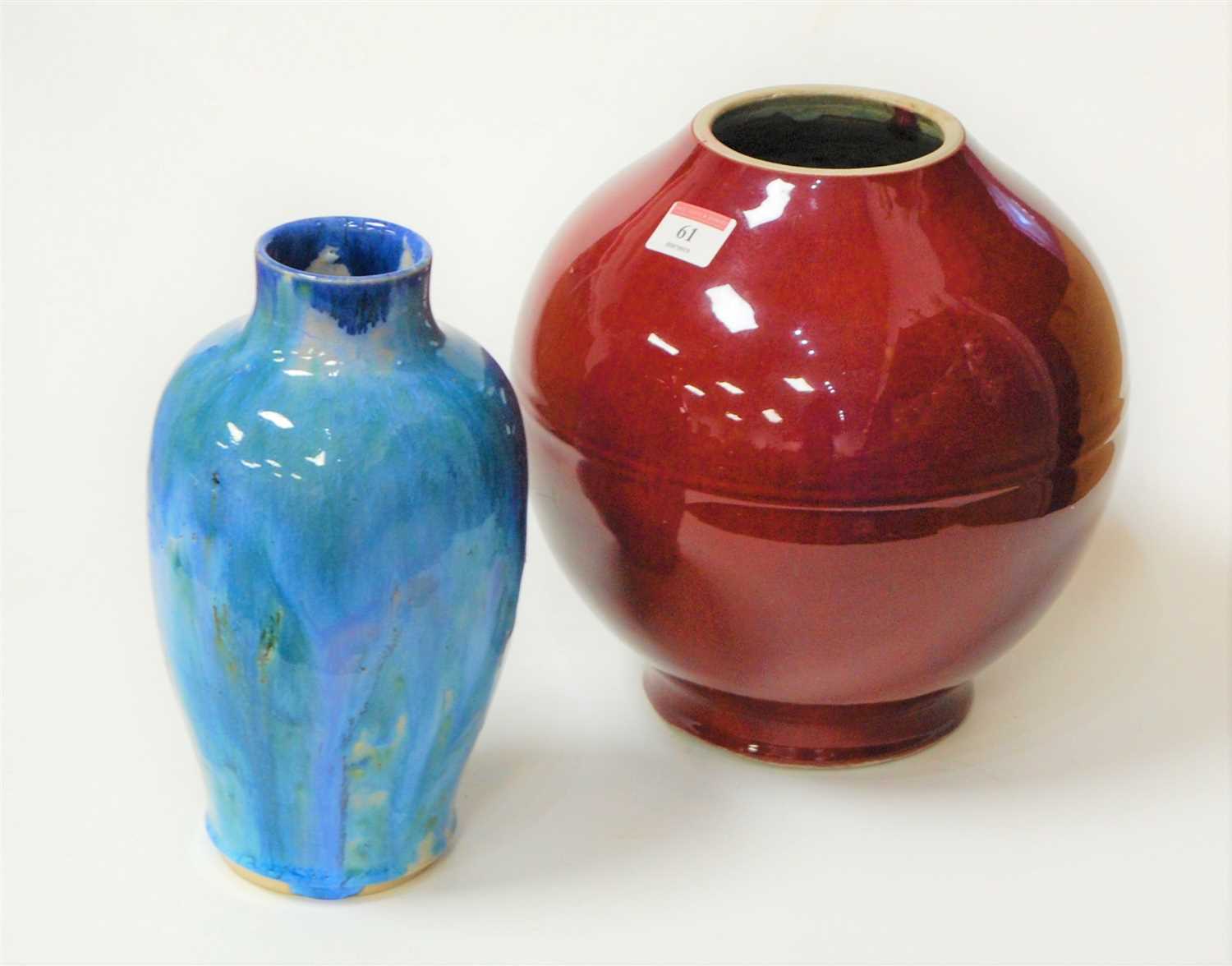 Lot 61 - A Chinese sang-de-boeuf glazed stoneware vase...