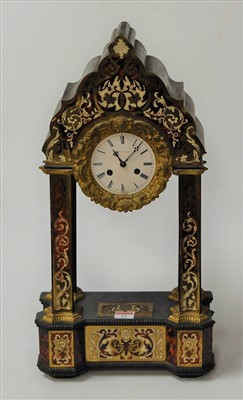 Lot 69 - A mid-19th century French boulle portico clock,...
