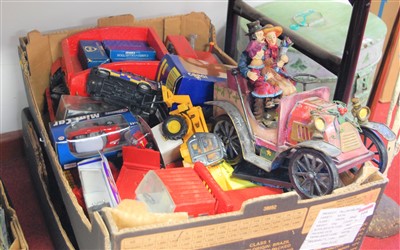 Lot 104 - Two boxes of assorted toys, to include...