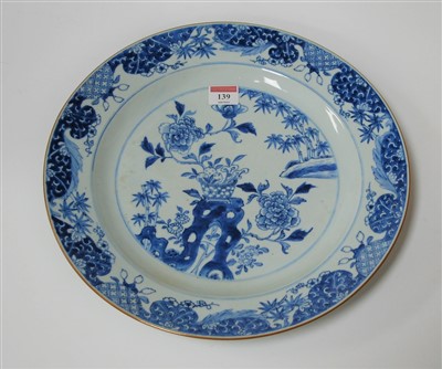 Lot 139 - A Chinese export blue & white charger, dia. 34....