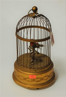 Lot 147 - A French gilt metal musical bird cage automata,...