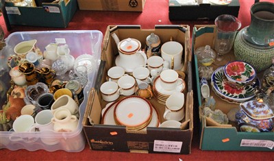 Lot 180 - Three boxes of mixed china, glass etc to...