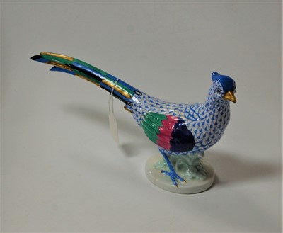 Lot 234 - An Herend porcelain pheasant, decorated in...
