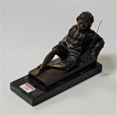 Lot 236 - A Continental bronze - The resting boy busker...