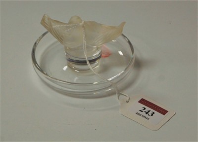 Lot 243 - A Lalique frosted glass love birds small dish...