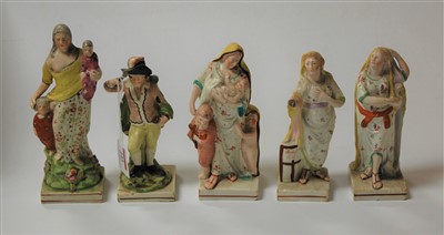 Lot 244 - Five various early 19th century Staffordshire...