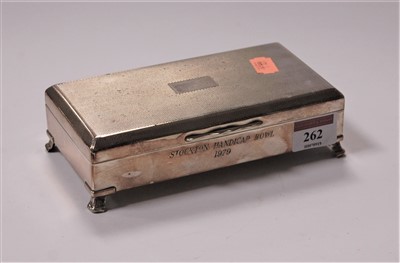 Lot 262 - A 20th century silver plated cigarette box,...