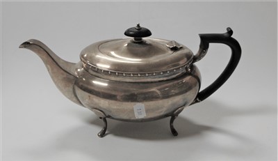 Lot 268 - A 20th century silver boat shaped teapot,...