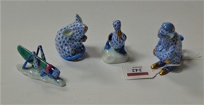 Lot 242 - Four Herend miniature animal ornaments,...