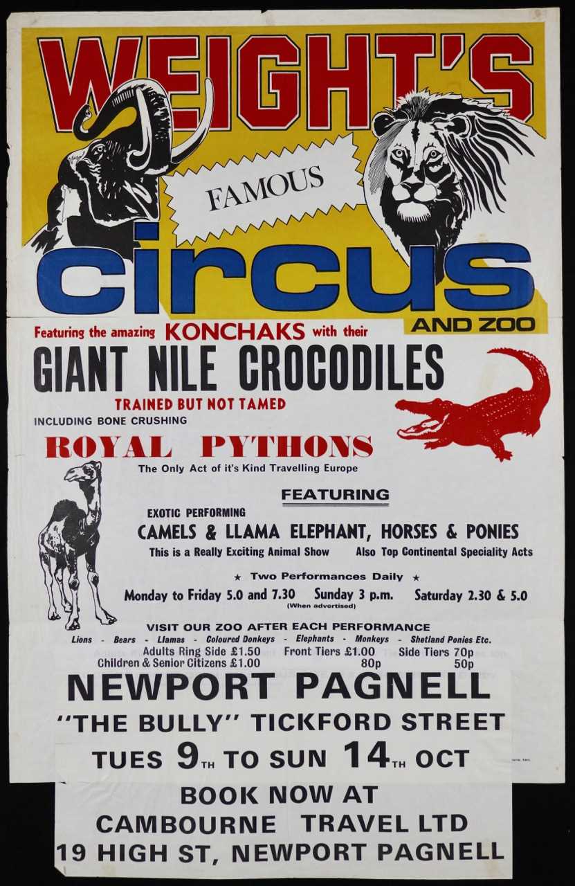 Lot 217 - Weights Circus posters, 1970/80’s (5)
