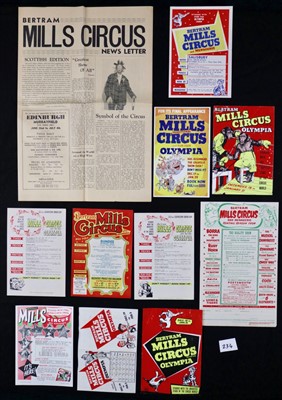 Lot 234 - Bertram Mills Circus ephemera, leaflets, 3rd...
