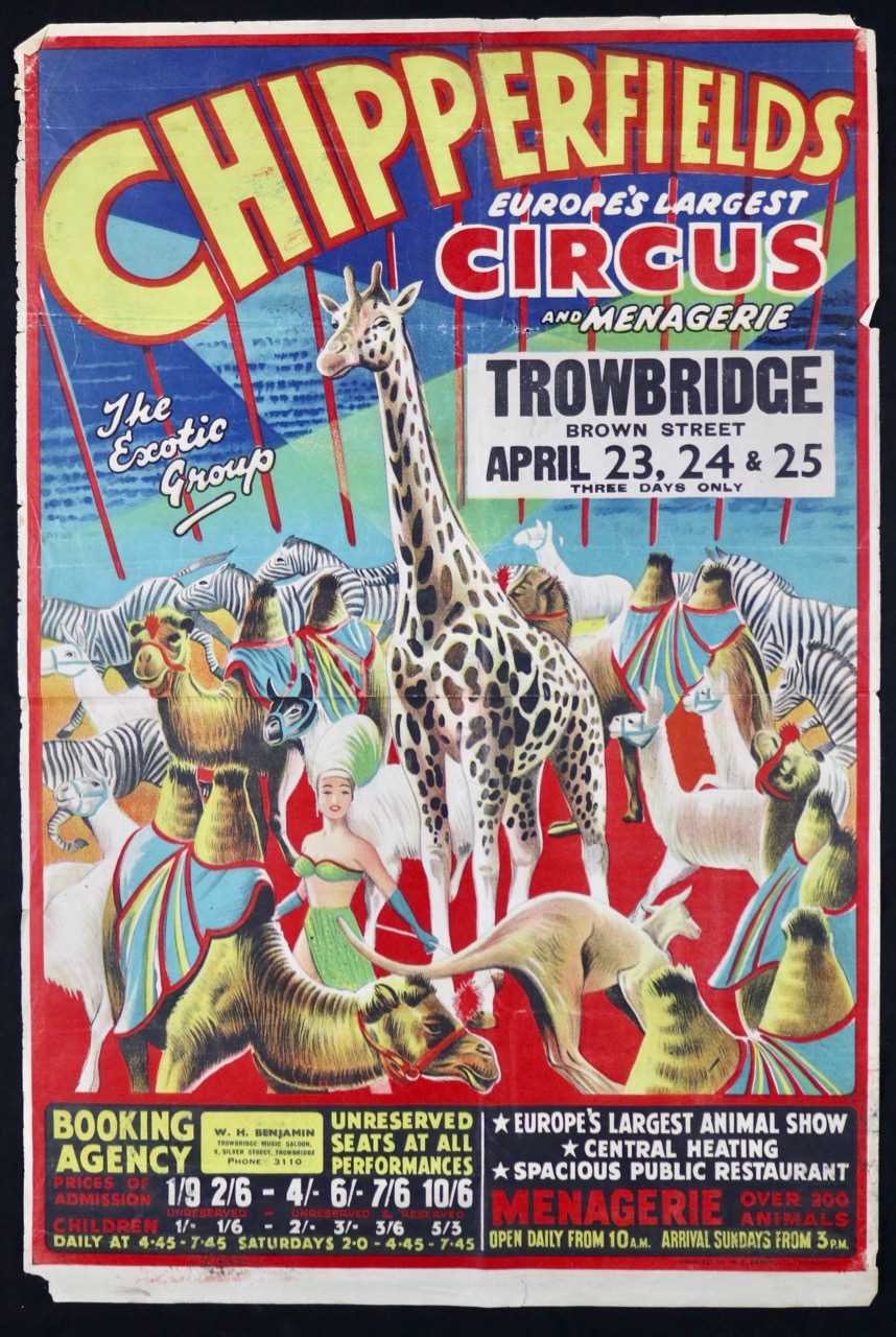 Lot 243 - Chipperfield’s Circus poster, 1950/60’s, 76cm...