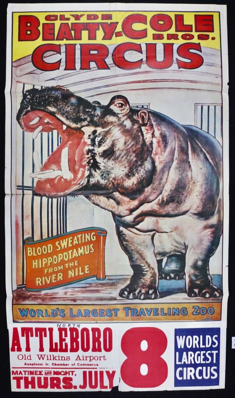 Lot 248 - Large Clyde Beatty Cole Bros Circus poster,...
