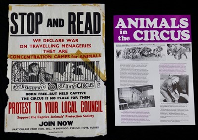 Lot 297 - Anti animal circus posters (3)