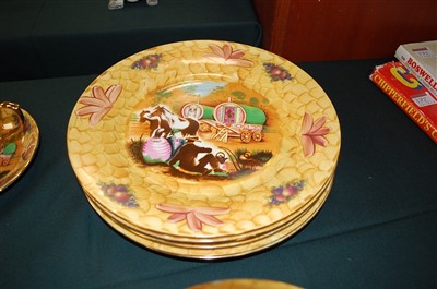 Lot 334 - A china tea set with gypsy scene decoration,...