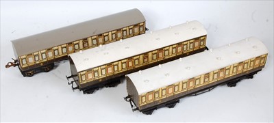 Lot 443 - Three Leeds Model Co. bogie coaches, LNWR. Two...
