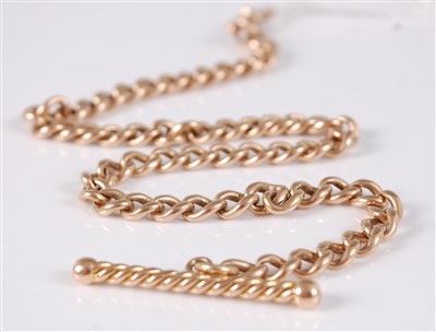 Lot 2705 - A 9ct gold curblink watch chain with spiral...