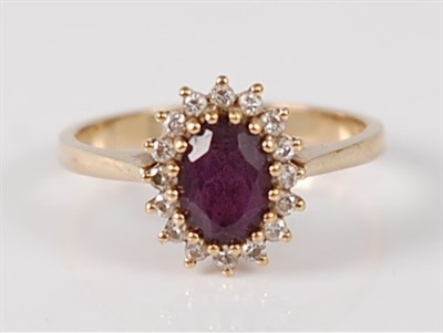 Lot 2672 - A 9ct yellow gold, amethyst and diamond...