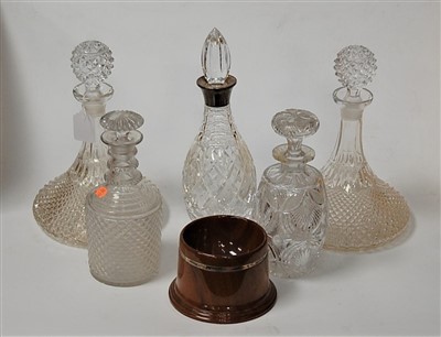 Lot 36 - A modern cut glass decanter and stopper of...