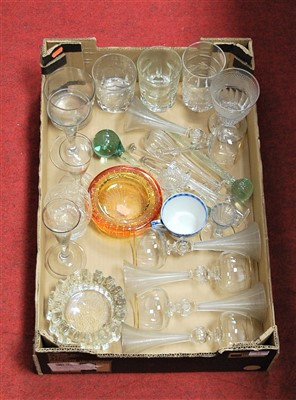 Lot 52 - A box of miscellaneous mainly glassware, to...