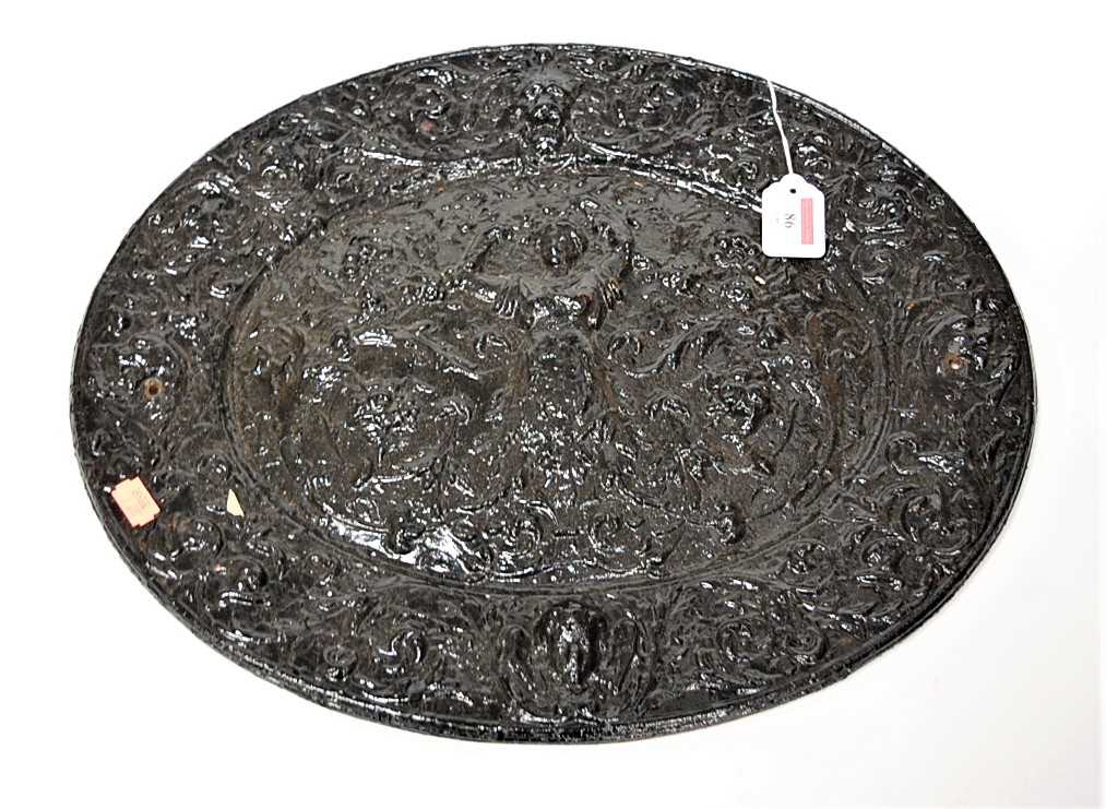 Lot 86 - A Victorian cast iron and black painted plaque...