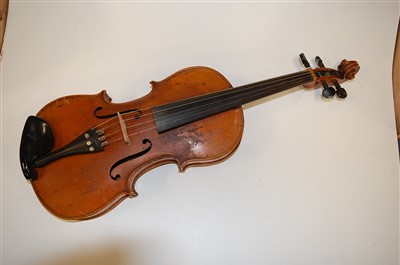 Lot 87 - A continental violin having ebony finger board...
