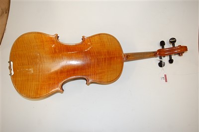 Lot 87 - A continental violin having ebony finger board...