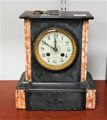Lot 23 - A late Victorian black slate and rouge marble...