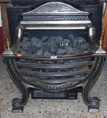 Lot 1133 - A polished steel fire basket, w.57.5cm