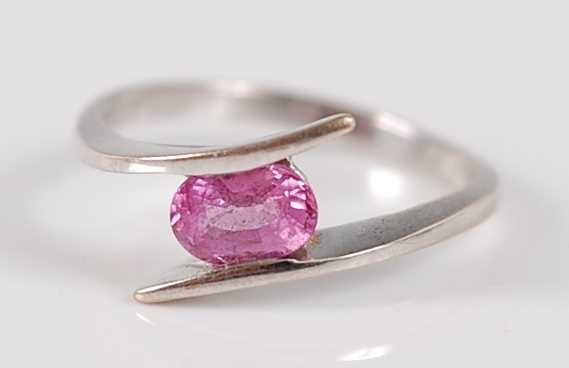 Lot 2690 - A contemporary 18ct white gold and pink...