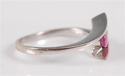 Lot 2690 - A contemporary 18ct white gold and pink...