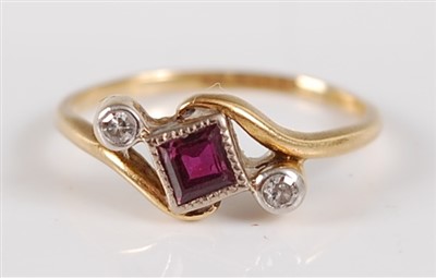 Lot 2722 - An Art Deco 18ct gold and platinum, ruby and...