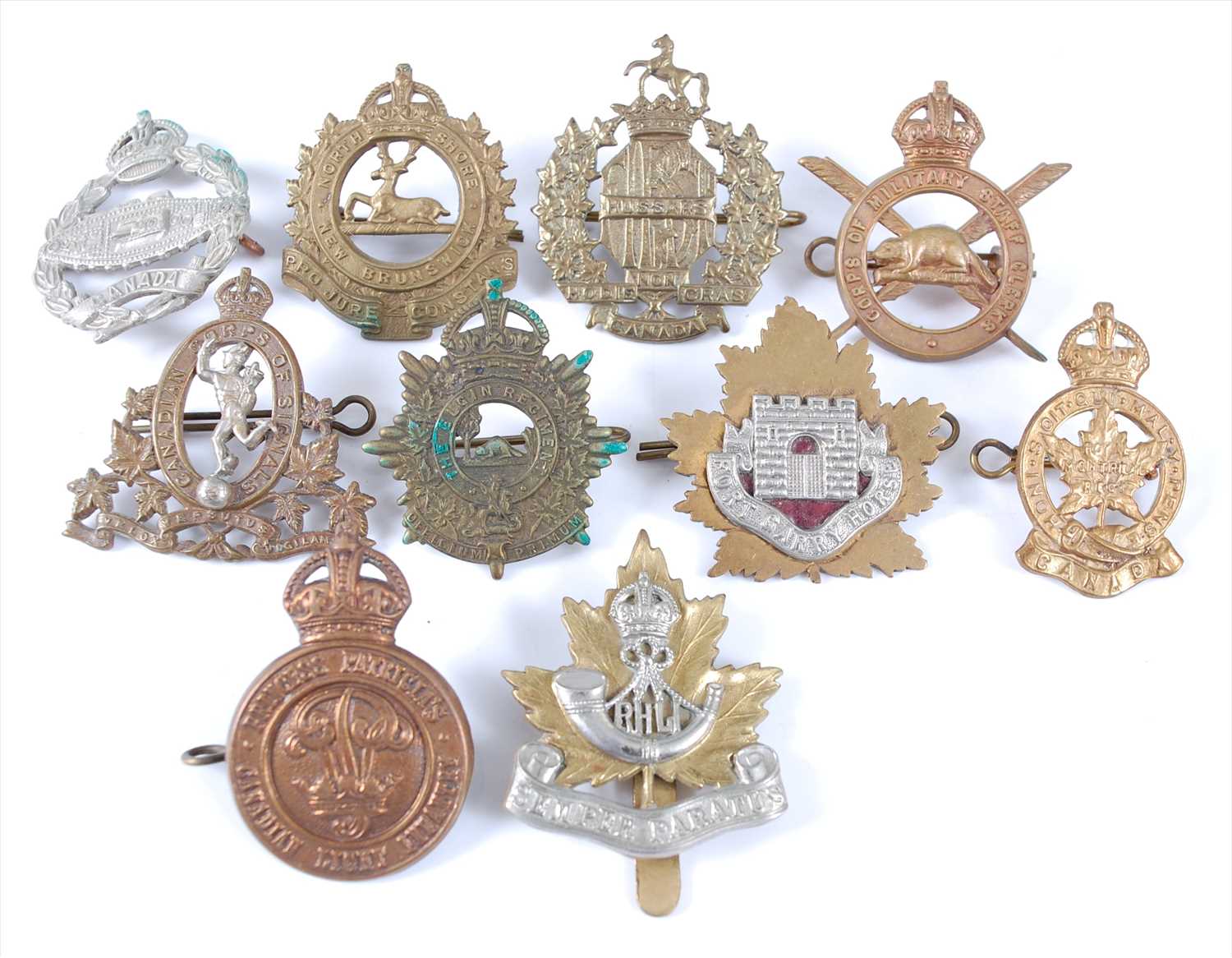 Lot 31 - A collection of Canadian Regiment cap badges to include