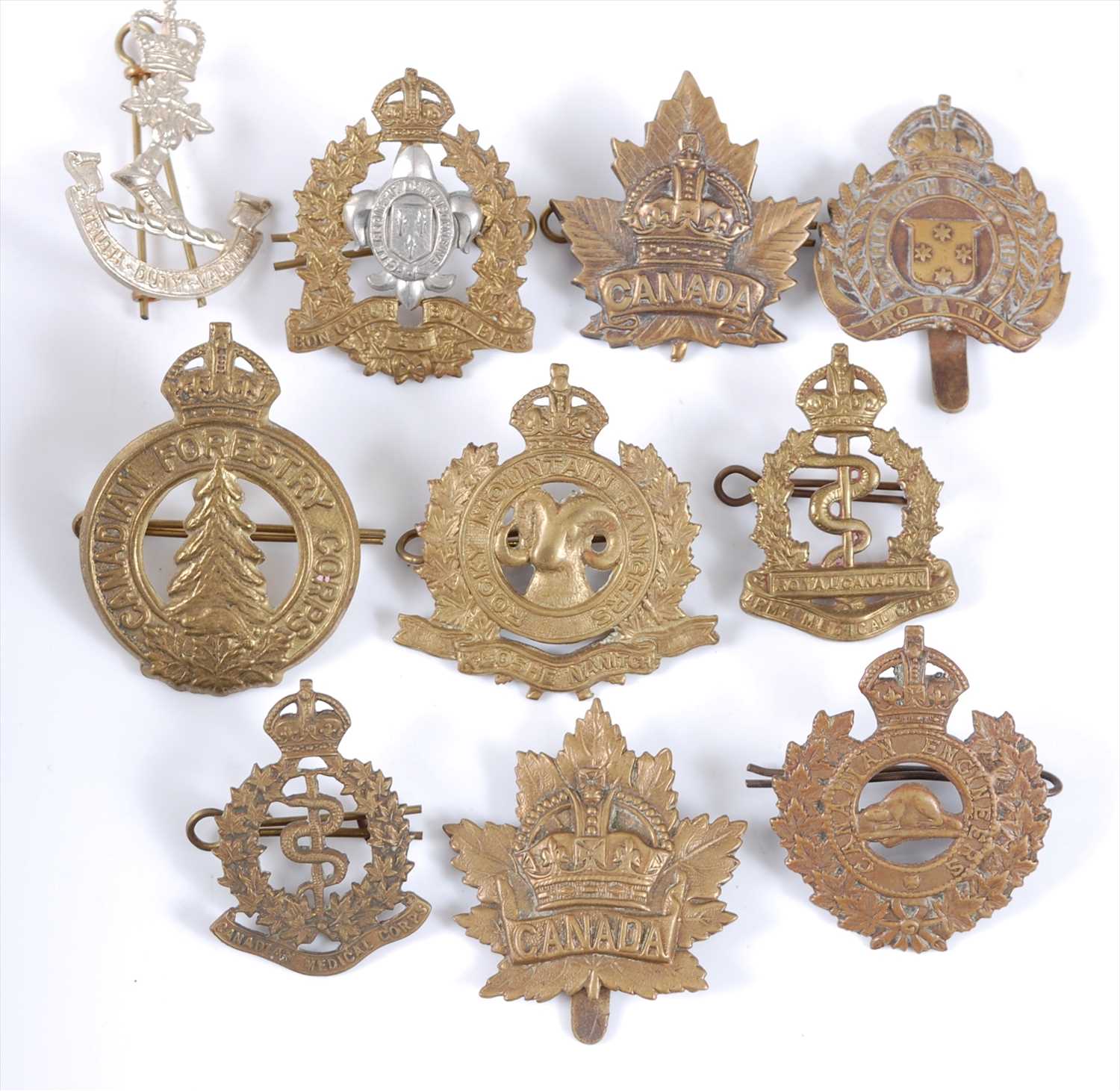 Lot 38 - A collection of cap badges and insignia mainly Canadian Regiments to include