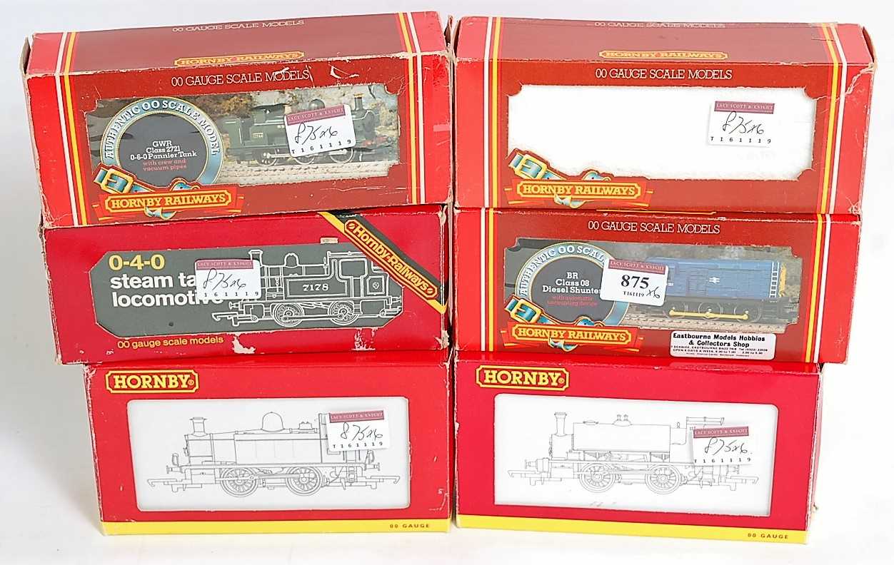 Lot 875 - Five various Hornby tank engines R059 pannier...