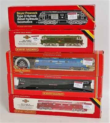 Lot 828 - Five Hornby BR (WR) diesel locomotives 3x...