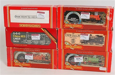 Lot 829 - Six Hornby shunting locomotives R301 LMS red...