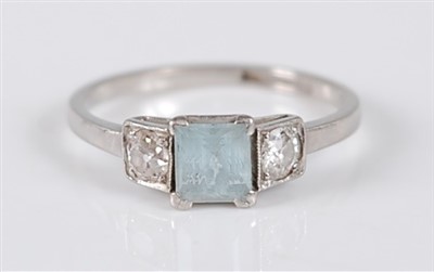 Lot 2737 - A stamped platinum, aquamarine and diamond...