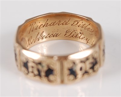 Lot 2743 - A Victorian yellow metal mourning ring,...