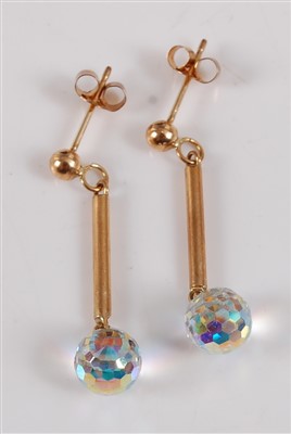 Lot 2769 - A pair of modern hollow 18ct gold ear pendants,...