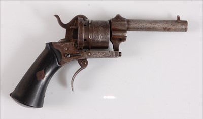 Lot 293 - A 19th century Belgian pin fire revolver