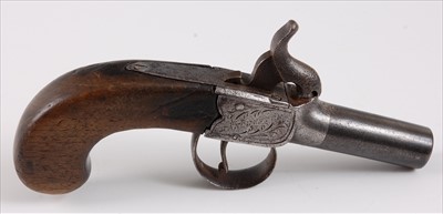 Lot 134 - A 19th century box lock percussion pocket pistol