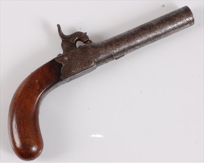Lot 135 - A 19th century large bore box lock percussion pocket pistol