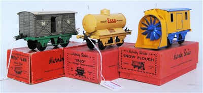 Lot 496 - Three pre-war Hornby wgaons: 1934-6 snowplough,...