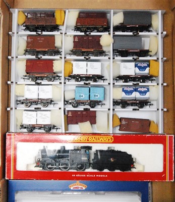 Lot 1038 - Large tray containing Hornby BR black ex LMS...