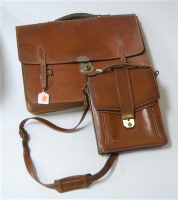 Lot 162 - A brown leather satchel, together with another...